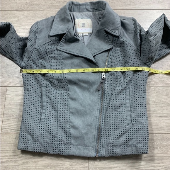 Anthropologie Hei Hei Vegan Suede Grey Moto Jacket - Picture 8 of 10